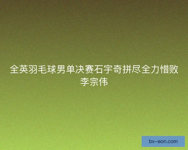 全英羽毛球男单决赛石宇奇拼尽全力惜败李宗伟