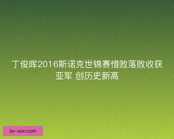 丁俊晖2016斯诺克世锦赛惜败落败收获亚军 创历史新高